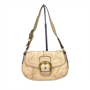 COACH Beige y2k Soho Hobo Buckle Leather Shoulder Bag